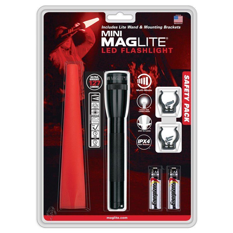 Lampade: MINI MAGLITE LED Flashlight black & safety pack red – Nuovo e nell'imballaggio originale da Dietlikon venduto da SAT-SWISS 1
