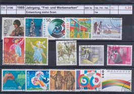 1989 Jahrgang, "Frei- und Werbemarken" gestempelt