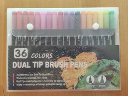 Dual Tip Brush Pens, Set mit 36 Farben