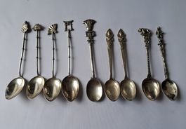 Konvolut 9 Silber 950, 925, 800 Souvenir Löffel