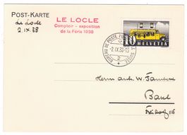 Carte de Le Locle BPA A229 pour Basel le 2.IX.38