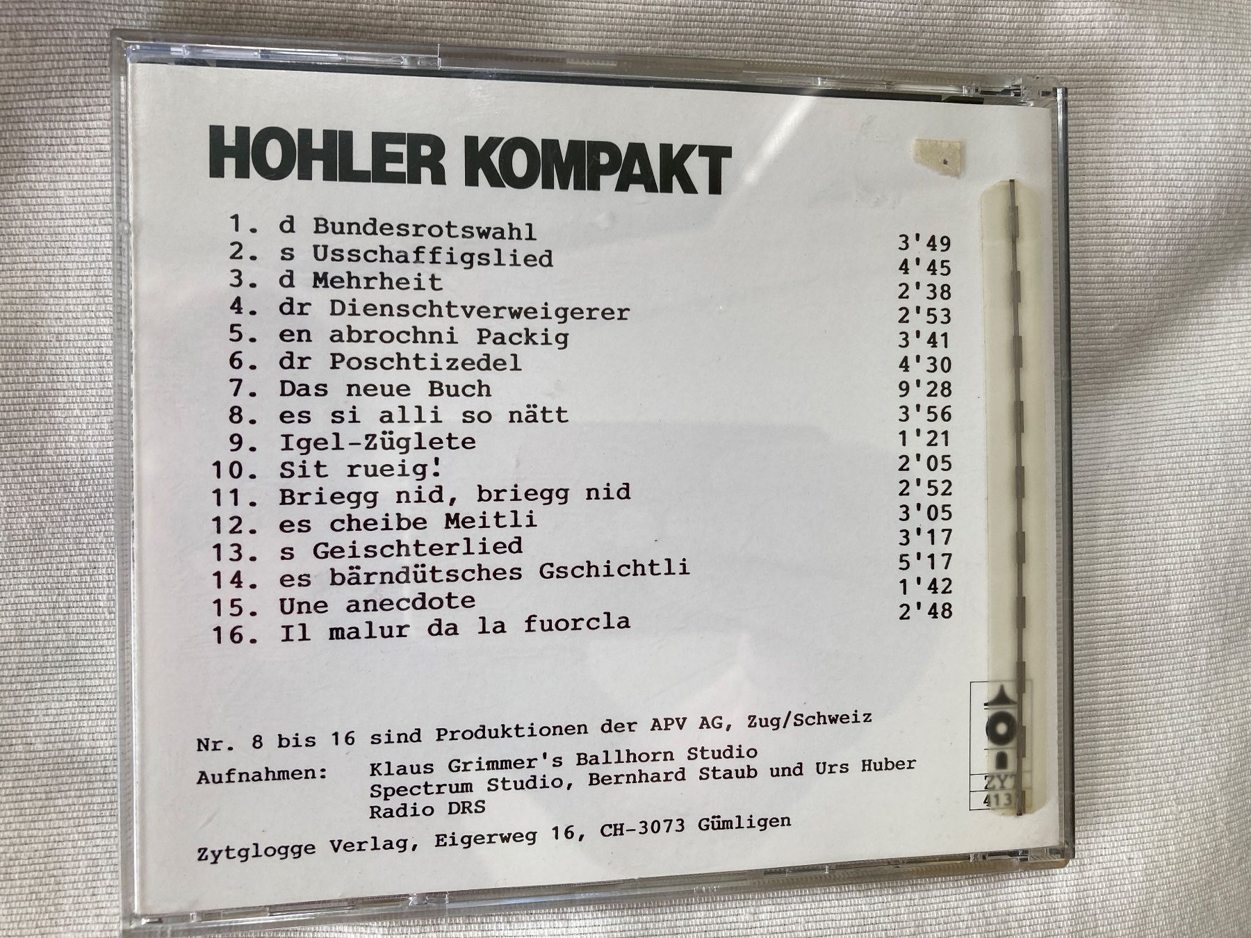 CD: CD, Franz Hohler, Kompakt – Usato da Baden venduto da Yoyo1 1