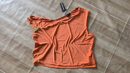 🏷️ PLT Burnt Orange Asymmetric Slinky Top - Plus Size 4️⃣​