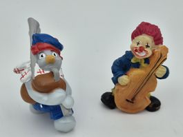 2 Vintage Clown Figuren Musiker Dudelsack Kontrabass 
