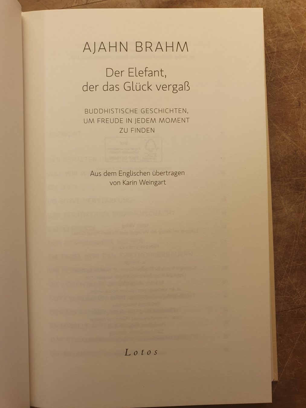 Libri: Der Elefant, der das Glück vergass - Ajahn Brahm – Usato da Zürich venduto da loosebone 1