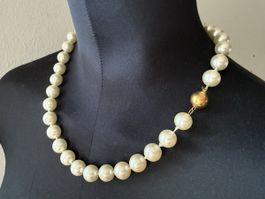 Vintage Perlenkette Goldfarbene verschluss