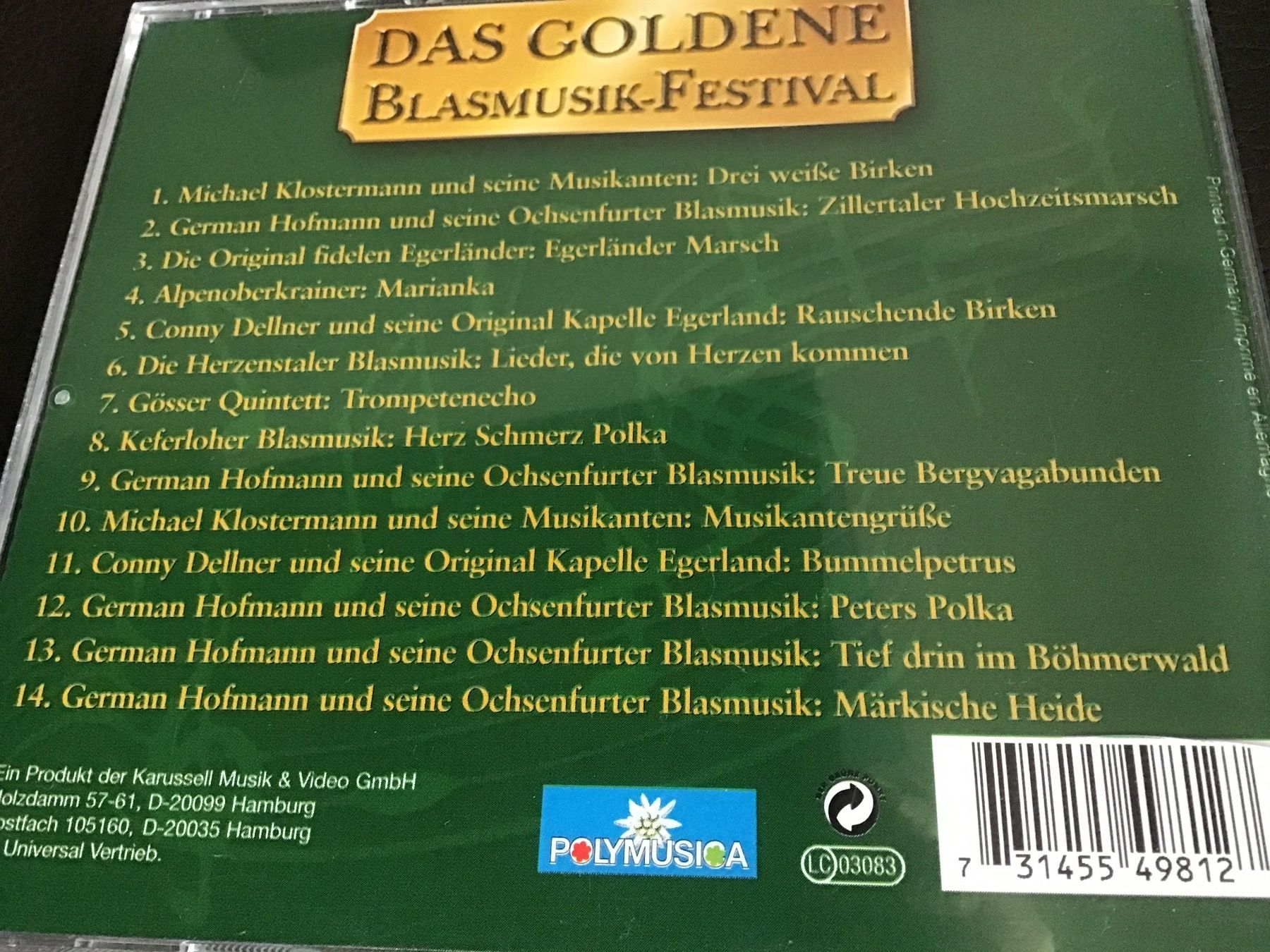 CD: Blasmusik CD "Das goldene Blasmusik-Festival" – Usato da Thierachern venduto da sweden08 1