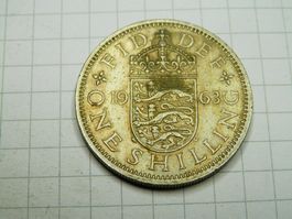 Großbritannien 1 Schilling, 1963 Englisches Wappen, drei Löw