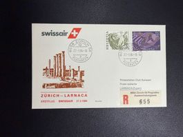 Swissair Erstflugbrief Zürich-Larnaca 1984
