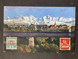 Schweiz 1919 AK Bern Kornhausbrücke Frankatur 10+1 Nachporto