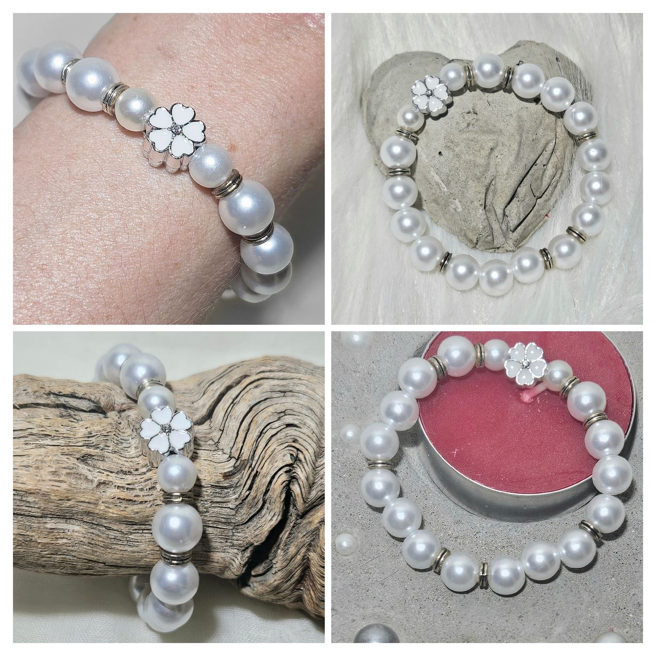 Bracciali & Braccialetti: Kunstperlen-Blumen Armk. - Spendenaktion – Nuovo (secondo la descrizione) da Unterkulm venduto da Nachtigall