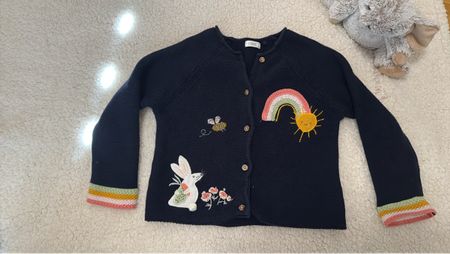 Strickjacke dunkelblau mit Stickerei Gr. 98