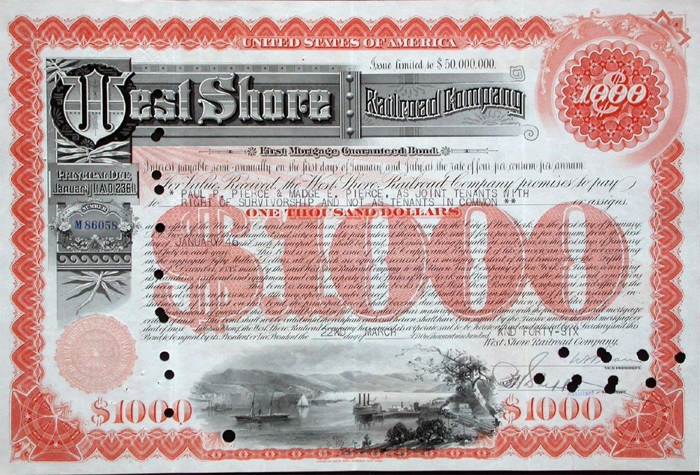 Documenti: West Shore Railroad Company - 1940 – Usato da Solothurn venduto da Sgasche