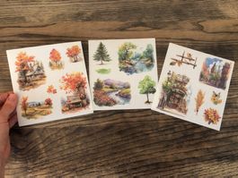 Sticker Aufkleber Scrapbook Herbst Wald Ernte Natur