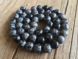 SCHNEEFLOCKENOBSIDIAN  KUGELN 8mm LÄNGE 40cm