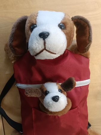 Stofftier Rucksack Hund mit kleinem Hund neuwertig
