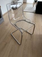 6 moderne Freischwinger-Stühle – transparent / Chrom