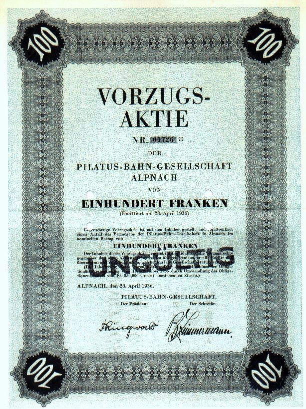 Documenti: Pilatus-Bahn-Gesellschaft, Alpnach - 1936 – Usato da Solothurn venduto da Sgasche
