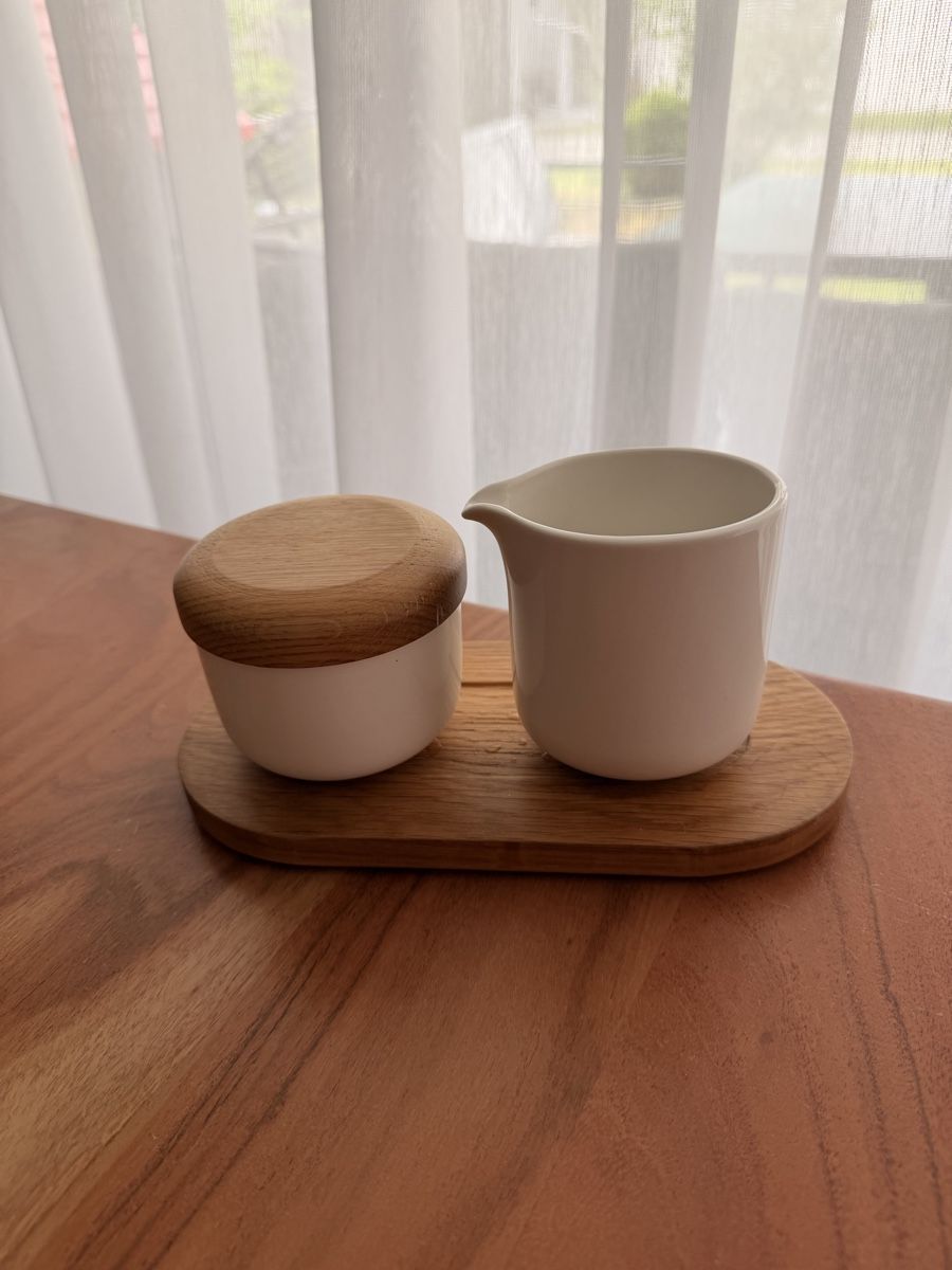 Set di piatti: Tchibo Design Set Holz & Keramik – Tablett, Kännchen & Dose – Nuovo (secondo la descrizione) da Buchs AG venduto da GresaaB 1