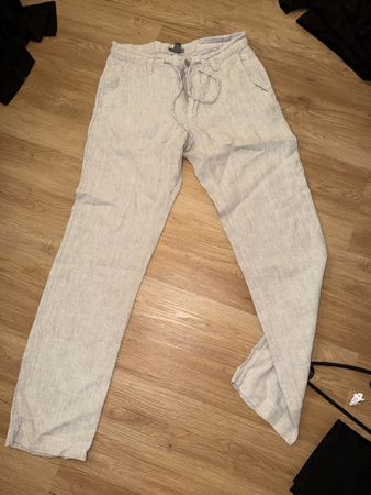 Hosen leichte Herren H&M Grösse 46 Leinen-Mix grau