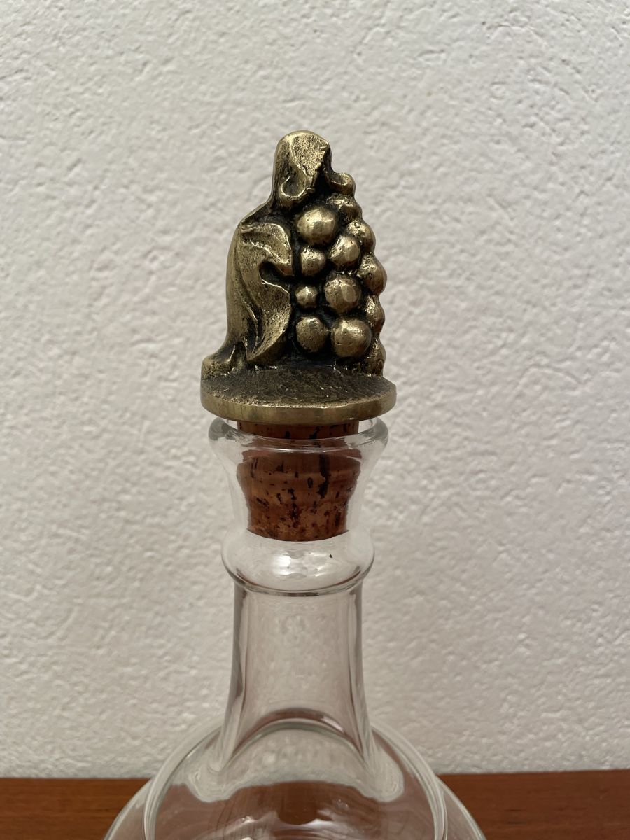 Caraffe: Vintage Glaskaraffe m. Steinlin Messing Stopfen Glas Karaffe – Usato da Zürich venduto da Vintagewiesel 1