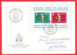 1959 NABAG  Block auf Brief mit Sonderstempel ST:GALLEN