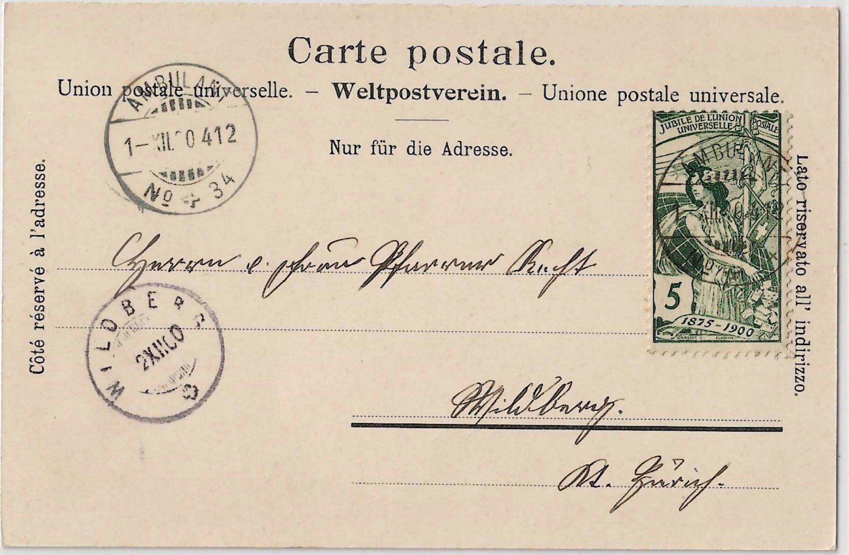 Ansichtskarten: Karte Pfäffikon ZH 1900 – Gebraucht aus Zürich von Philacat11 1