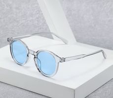 Sonnenbrille transparent Rahmen blaue Gläser neu