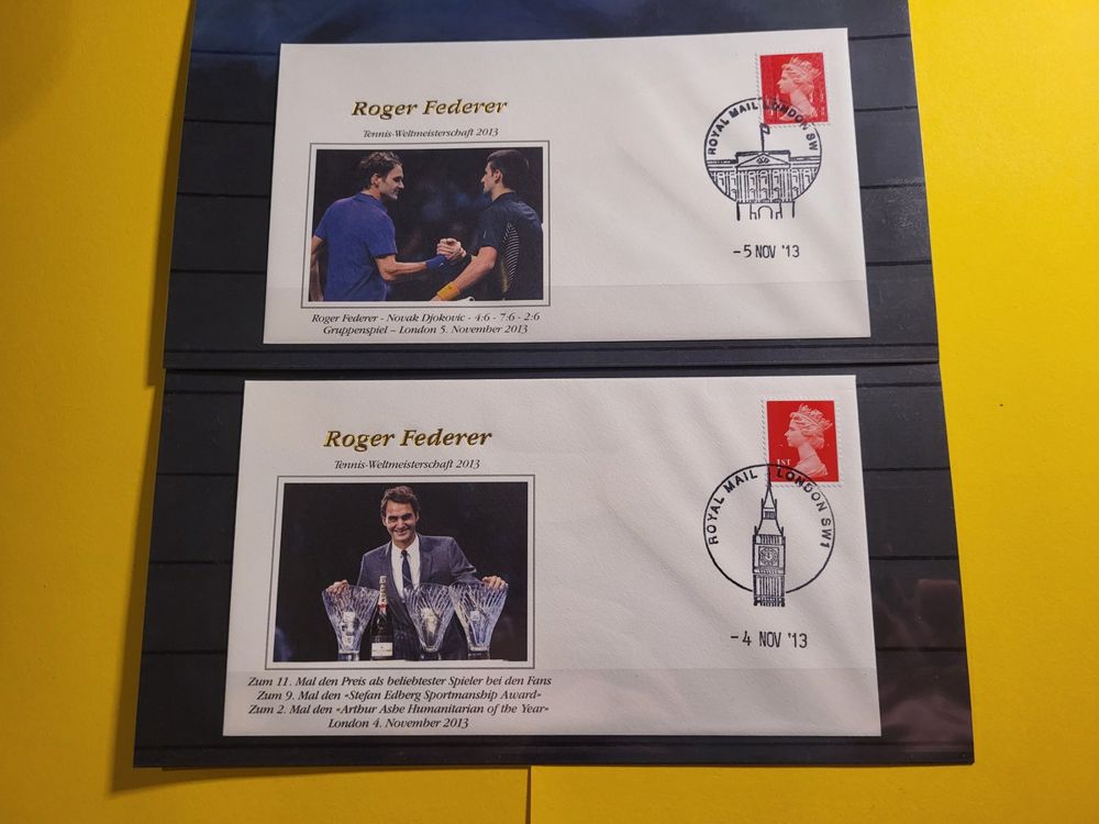 Erstagsbriefe FDC Roger Federer 8 Stk mit Marken England b (Gebraucht