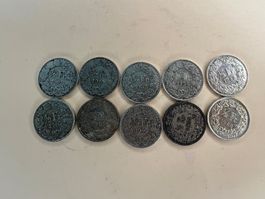 10 x 50Rp. Jahre: 1907, 10, 32, 34, 42, 43, 44, 46, 53,63  Z