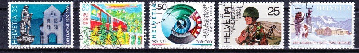 Tutti i francobolli: Série 5 timbres - Suisse - 1989 - Obl. – Usato da Blonay venduto da FRSU