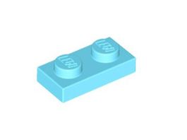 LEGO - 50x Medium Azure Plate 1x2 - 3023 - NEW