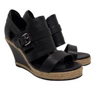SANDRO Paris Leder Wedges Sandalen Schwarz Gr. 37