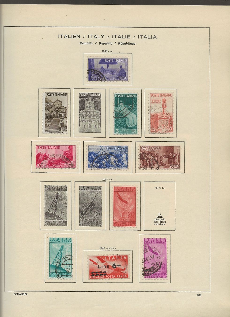 Alle Briefmarken: Marken Italien 1946 bis 1951 – Gebraucht aus Au ZH von xelagreb01 1