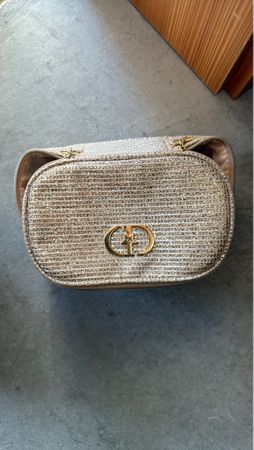 Borsa a mano CD glitterata dorata donna
