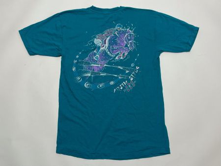 Vintage 80s T-Shirt Mystik Swiss Design Horse Riding Sz M