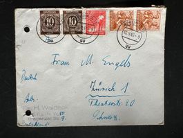 Brief Berlin 1947 inter. Frankatur gelocht    (G218)