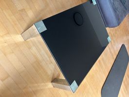 Salontisch schwarzes Glas und Metallbeine