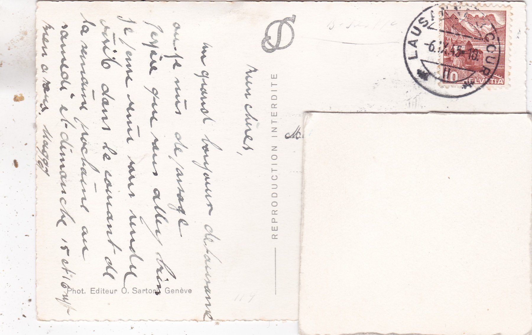 Cartes postales: Ouchy 1945 – D'occasion à Herisau par Lisegrat2008 1