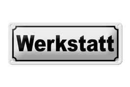 Blechschild-WERKSTATT-weiss-27 x 10 cm