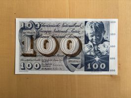 Banknote 100 Franken 1973 wie neu unzirkuliert