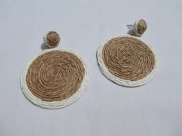 Grosse, leichte Rattan-Ohrstecker im Boho Style / NEU