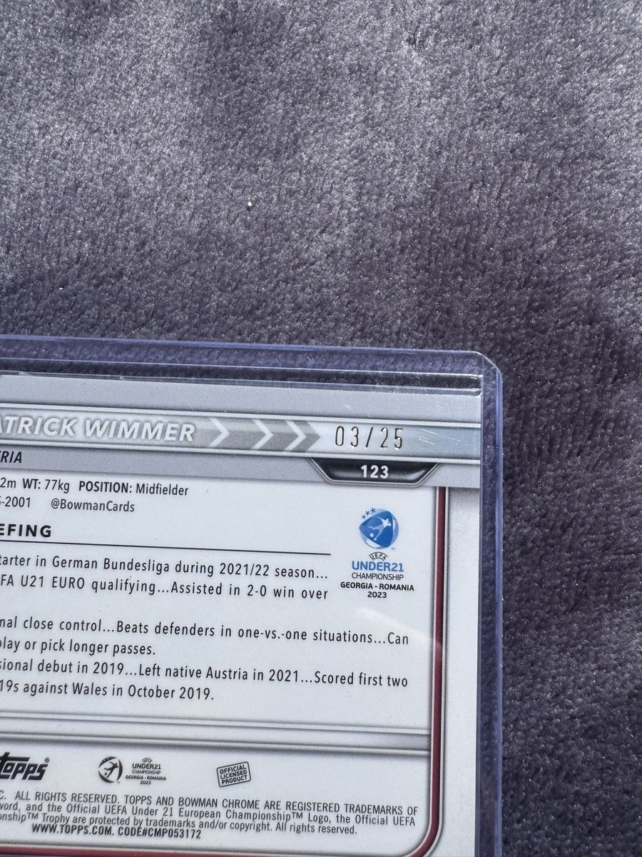 Topps Sammelbilder & Trading cards:  Patrick Wimmer Topps Bowman Orange 03/25 – Gebraucht aus Gattikon von Fandiboy 1