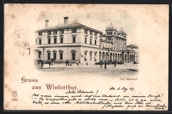 Cartoline postali: AK Winterthur, Partie am Bahnhof, 1897 – Usato da Berlin venduto da bartko-reher
