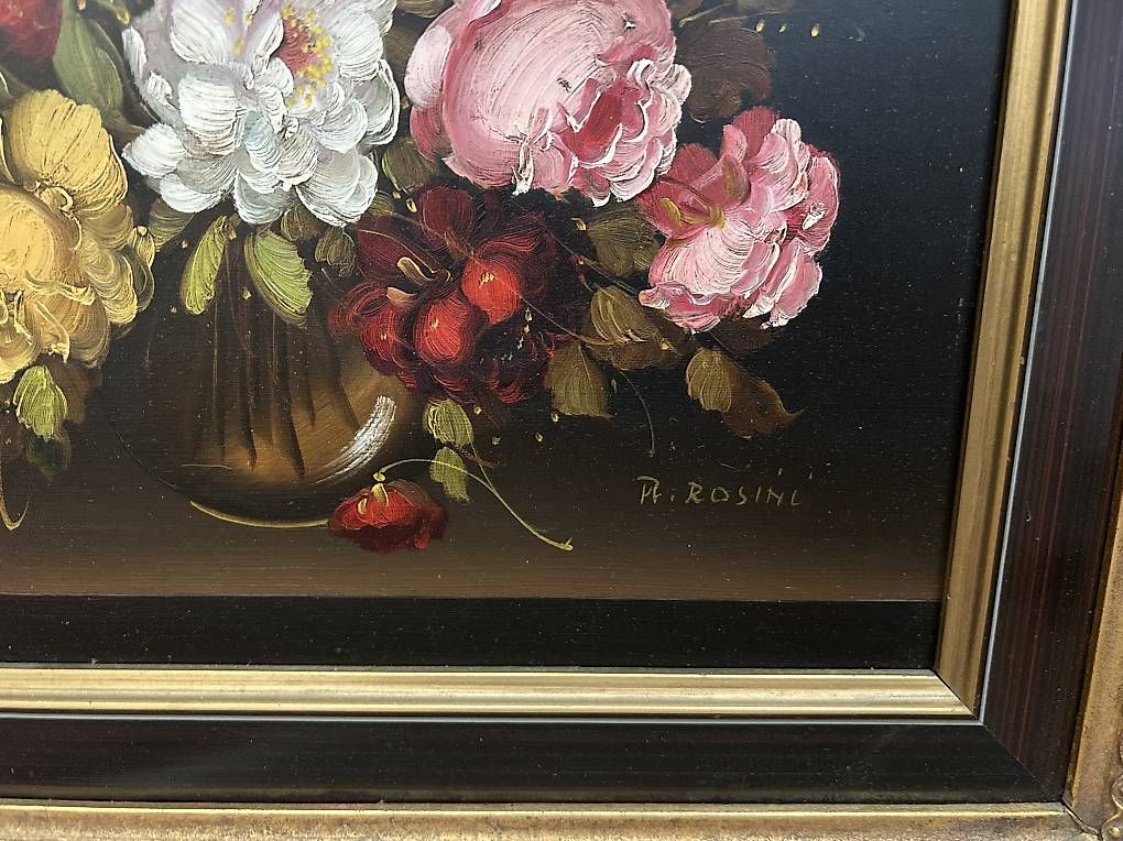 Dipinti: Handgemaltes Ölgemälde Blumenstillleben mit Prunkrahmen – Usato da Winterthur venduto da chiarbr 1