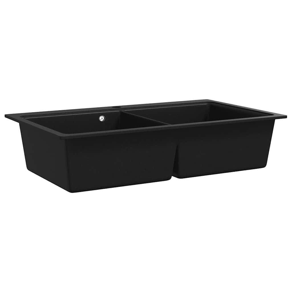 Lavabi & lavandini: Granitspüle Doppelbecken Schwarz – Nuovo e nell'imballaggio originale da Baar venduto da vidaxl 1