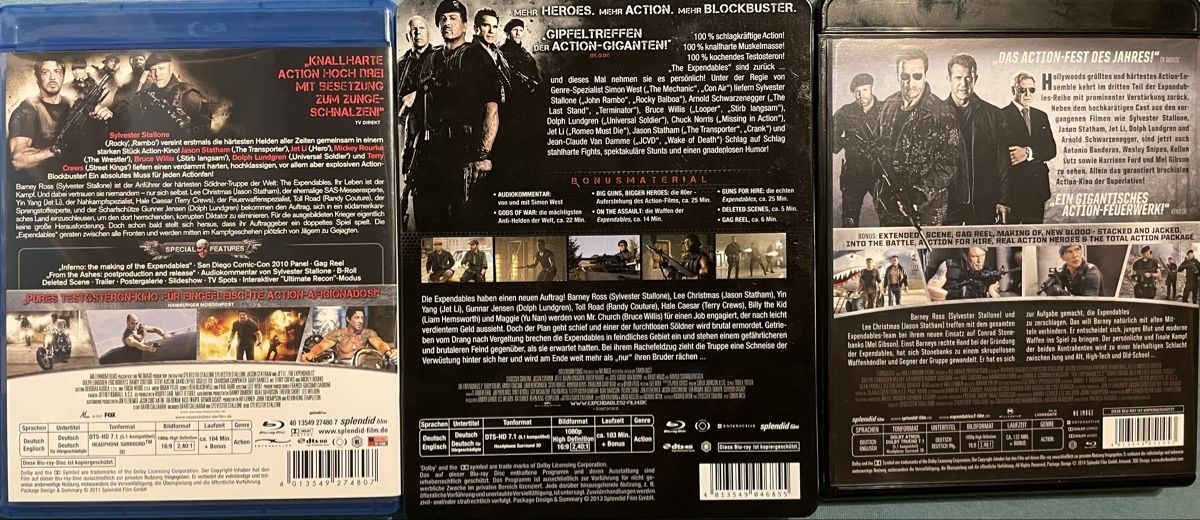 Tutti i DVDs: The Expendables 1-3 / Extended uncut – Usato da Waldenburg venduto da Gonzo8 1