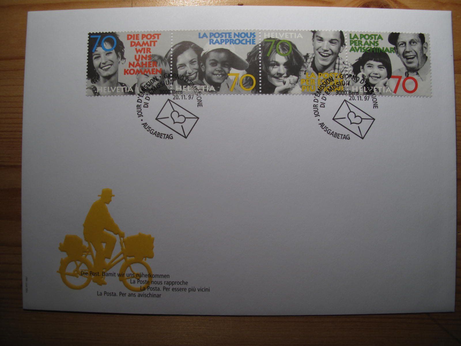 Alle Briefmarken: Schweiz FDC 1997 C5 die Post 4er Streifen – Gebraucht aus Wil SG von fva01