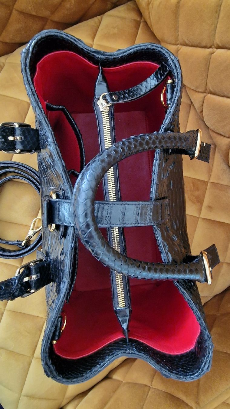 Taschen für Damen: Schlangenleder Handtasche GEUCO Python schwarz Gold neuwert – Gebraucht aus Mönchaltorf von nzhuravel 1