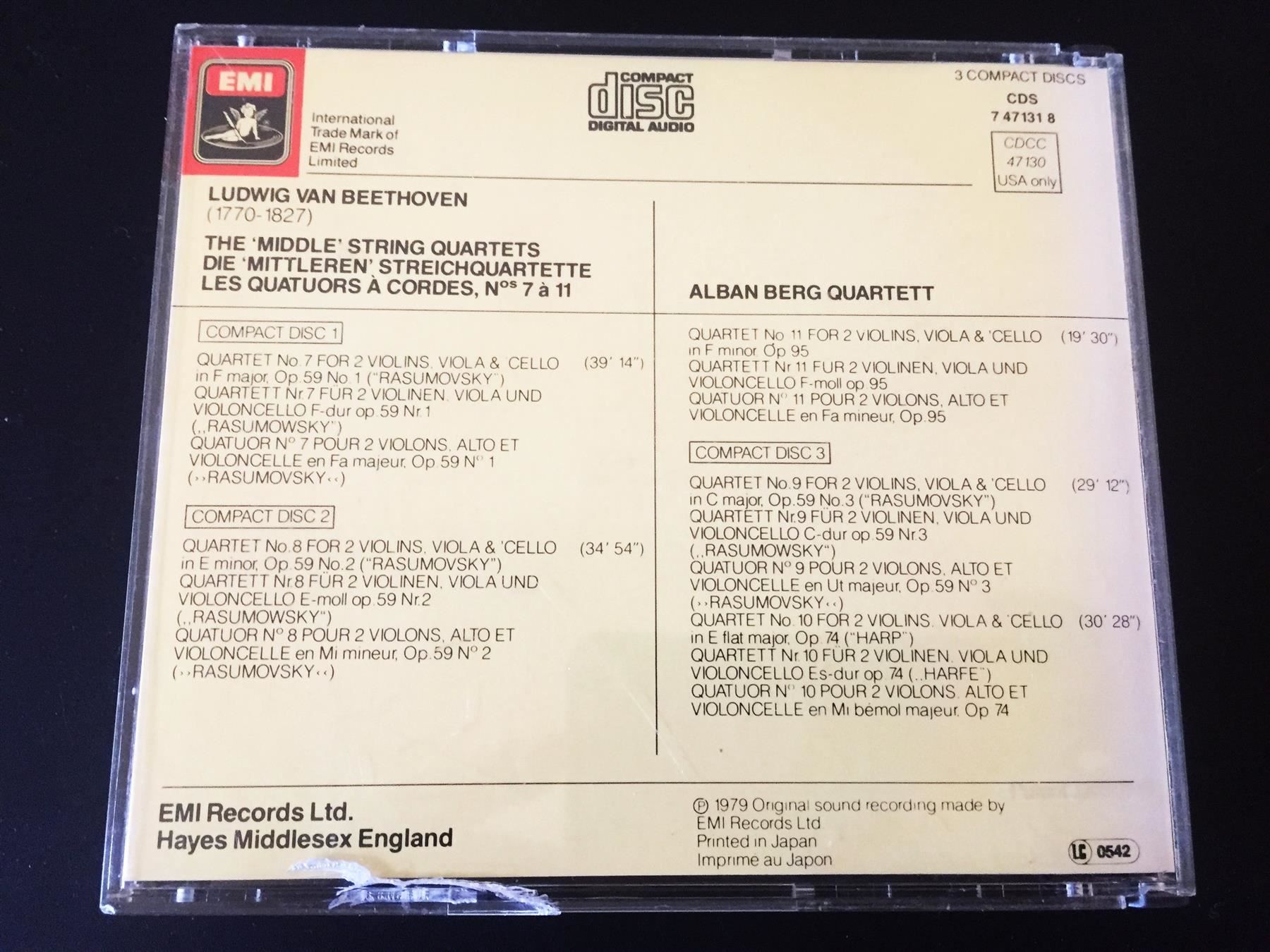 CDs: Alban Berg Quartet Beethoven 3xCD Japan Boxset Coffret – Neu (gemäss Beschreibung) aus Genève von Cockattoo 2